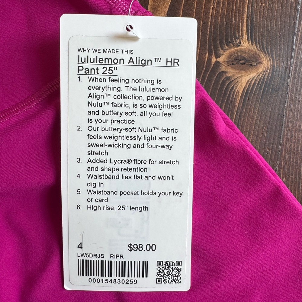 Lululemon Athletica Align Size 4, 25” length Pink Leggings - Picture 2 of 5